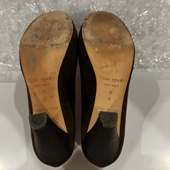 Kate Spade New York Georgia Peep Toe Pump Platform Brown Suede/satin Sz 6 - Picture 7 of 16